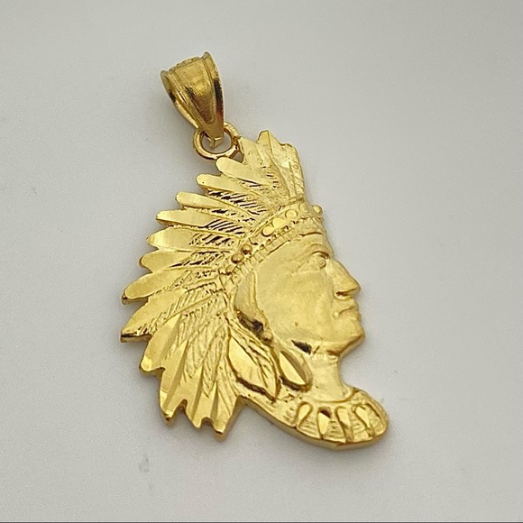 Solid 14K Gold Native American Traditional Pendant Charm - Picture 3 of 5